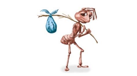 ant with stick and bindle